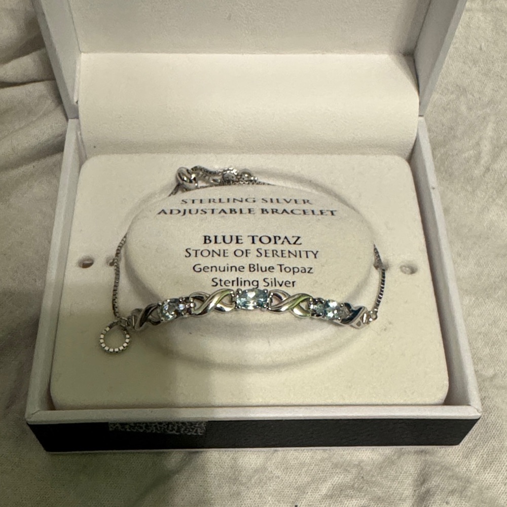 Macy's Sterling Silver Bracelet with Blue Topaz